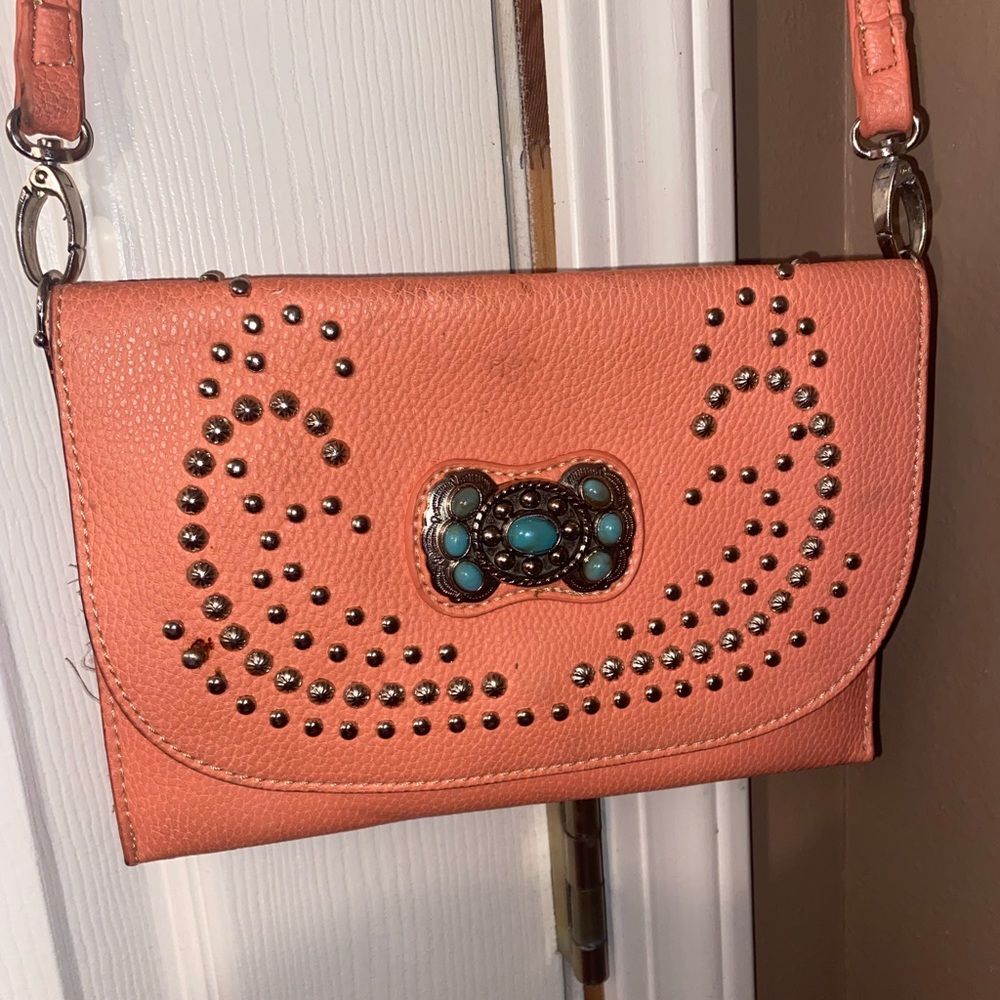 Studded Coral Clutch Bag (Montana West)